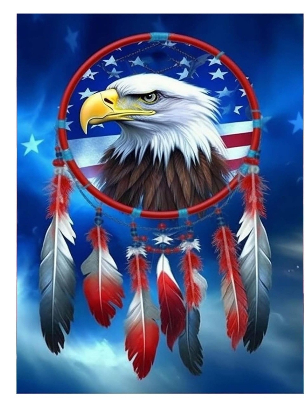 New Patriotic Bald Eagle Dreamcatcher Diamond Painting – Red, White & Blue